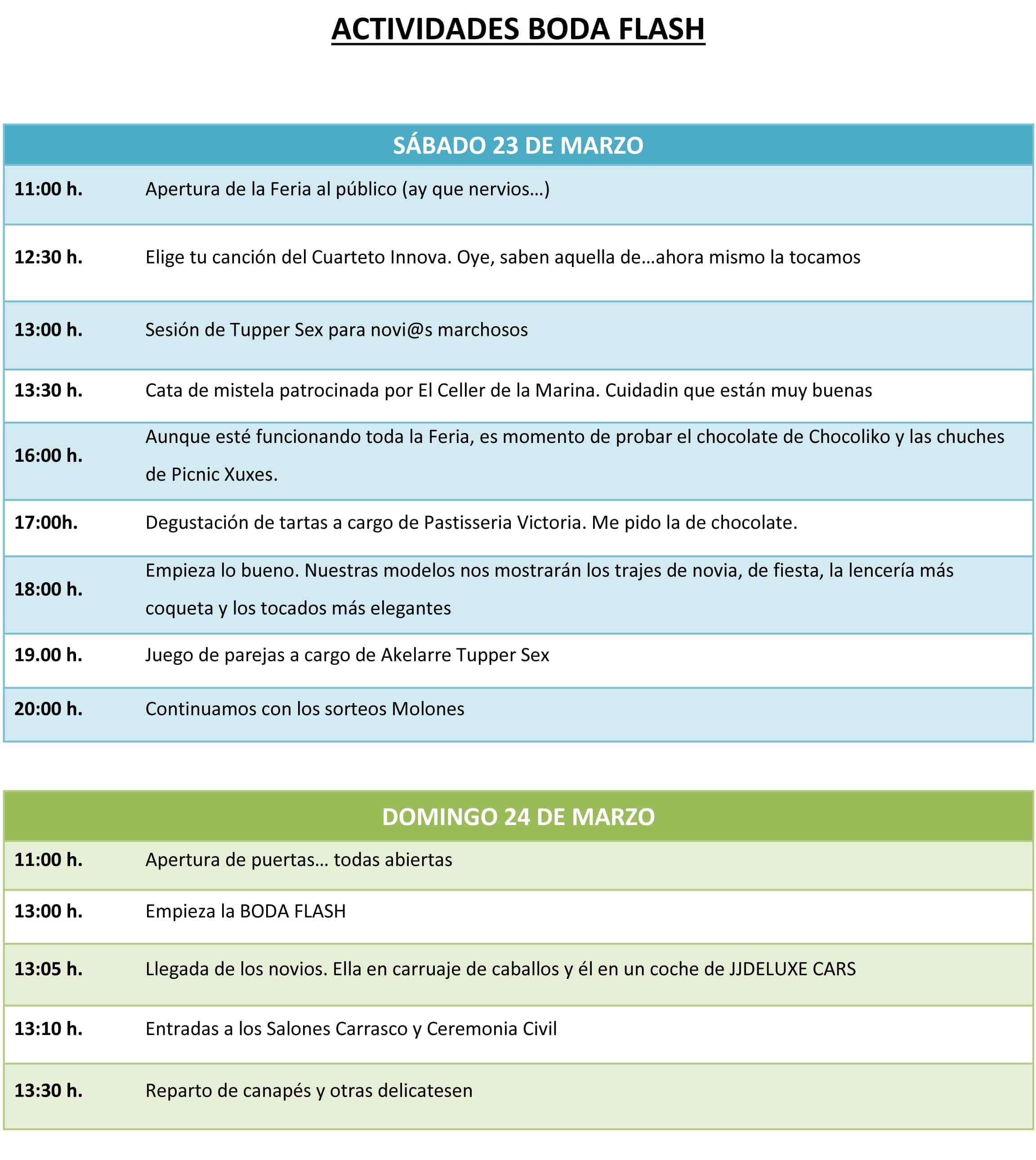 Actividades bodaflash