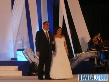 Rosa Estalrich Ferrer y Vicente Estalrich Ferrer después de ser presentados en el escenario