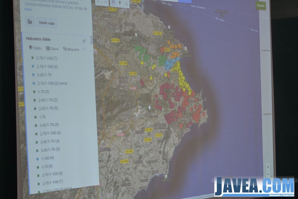 Mapa de hidrantes de Jávea
