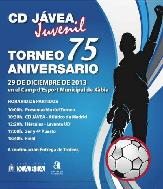 Cartel del Torneo "75 aniversario de fútbol juvenil" en Jávea