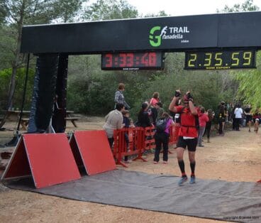 En la línea de meta después de la carrera