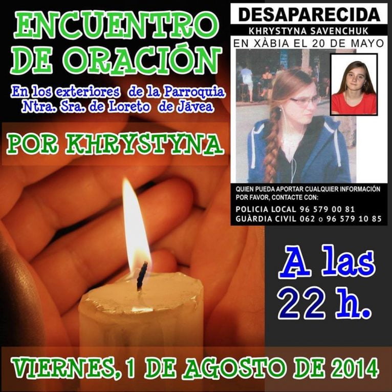 La Parroquia Nuestra Señora de Loreto ha organizado un encuentro de oración por Khrystyna la joven desaparecida