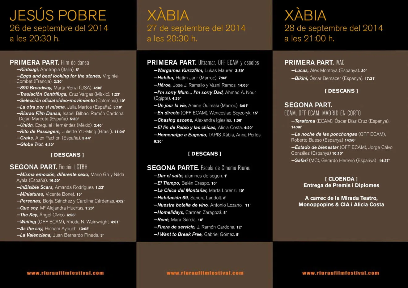 Programación RiurauFilmFest 2014