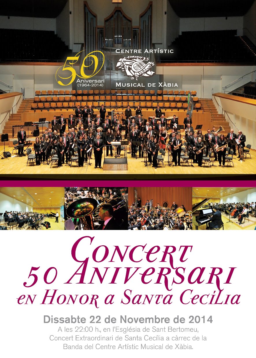 Cartel del Concierto del 50 aniversario del Centro Artístico Musical de Xàbia