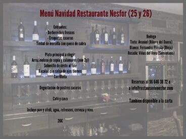 Menú de Navidad en el Restaurante Nesfor