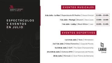 Eventos julio – Hotel Dénia Marriott La Sella Golf Resort & Spa