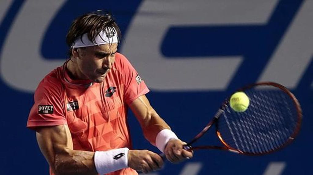 David Ferrer dando un revés