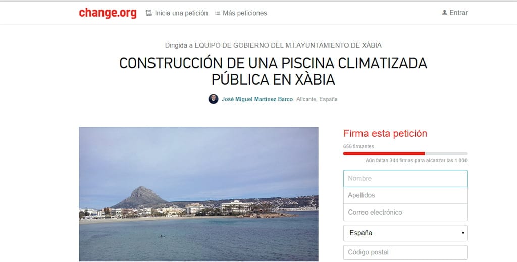 Petición Piscina Cubierta de Jávea