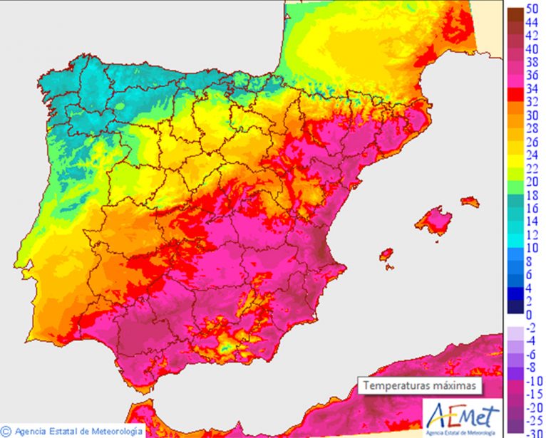 Mapa de España ola de calor