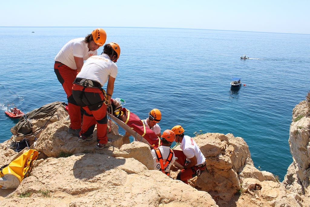 Simulacro del rescate en la montaña