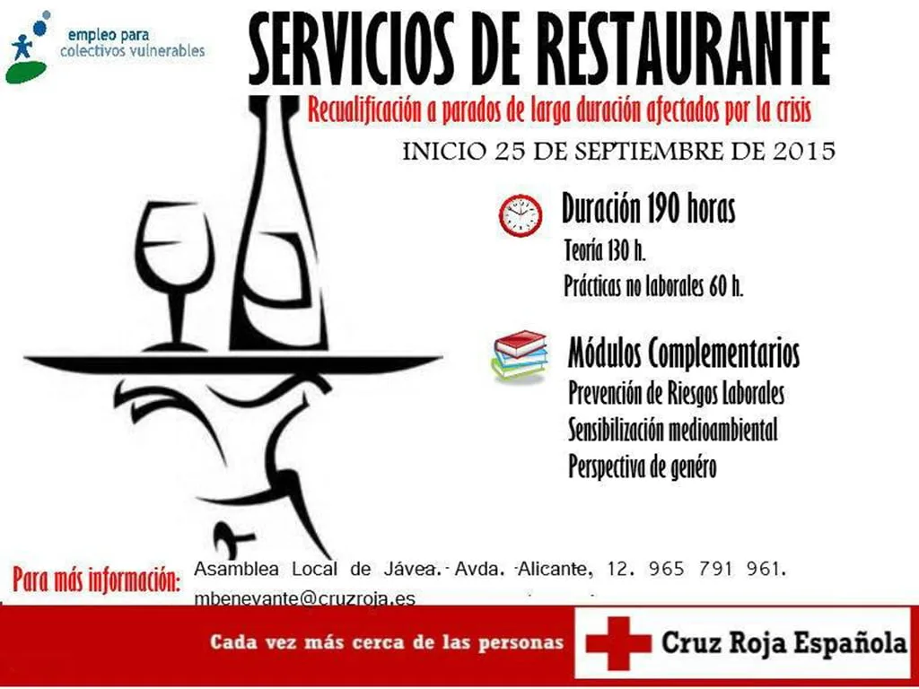 Cartel curso realizado por Cruz Roja Xàbia