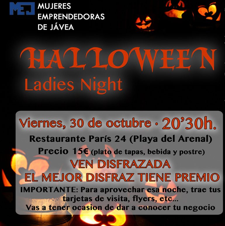 Cartel de la Ladies Night de Halloween en Jávea
