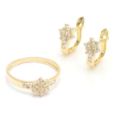 conjunto en oro comunion flor roseton circonitas Gaspar Buigues