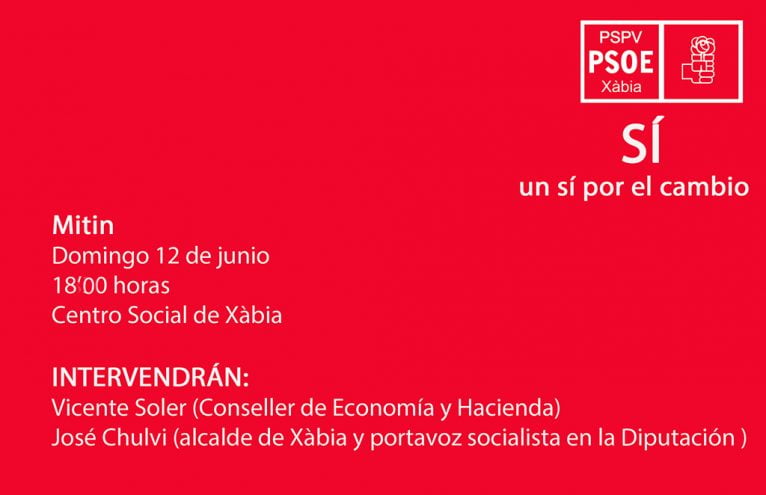 Cartel Mitin  del PSOE en Xàbia