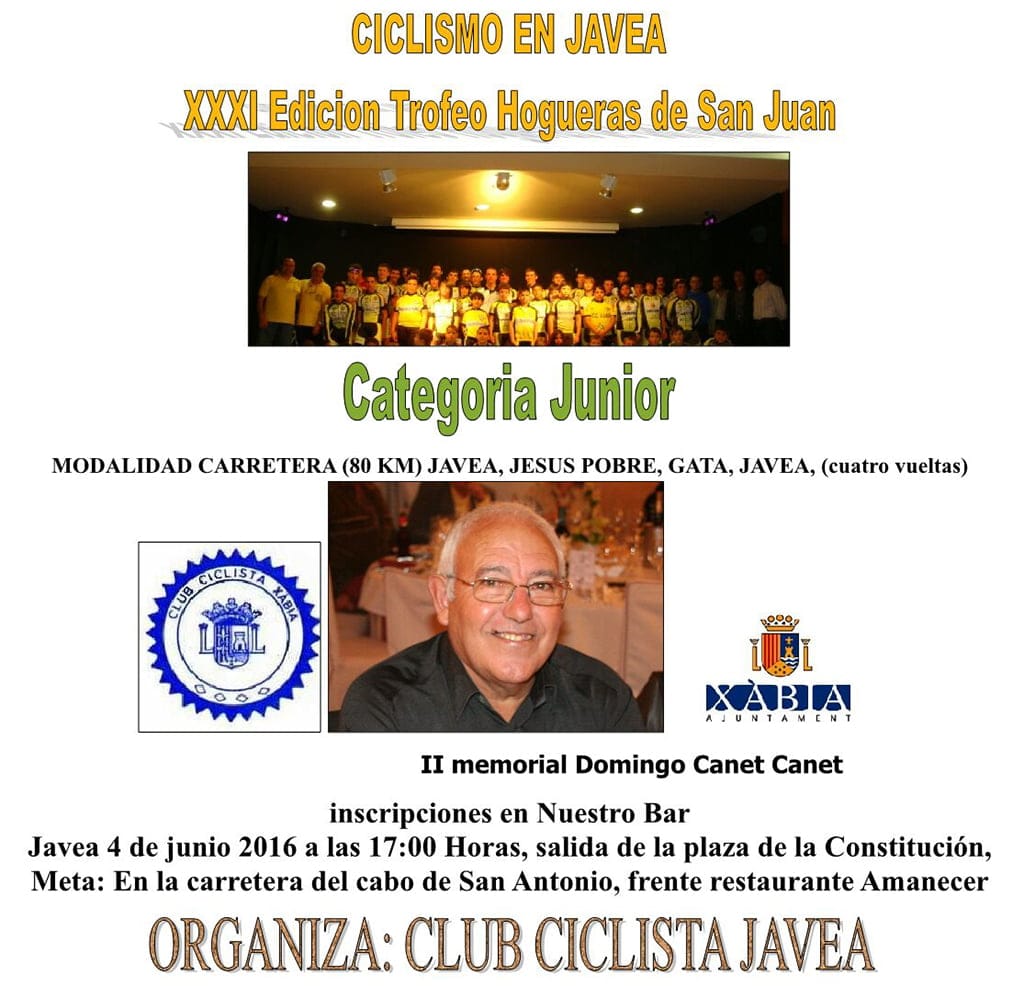 Cartel trofeo Hogueras de Ciclismo en Jávea