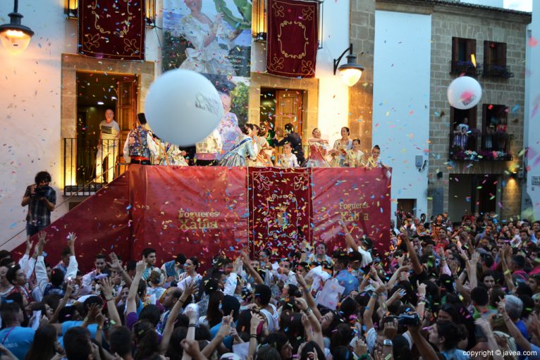 End of the proclamation of Fogueres 2016 in Xàbia