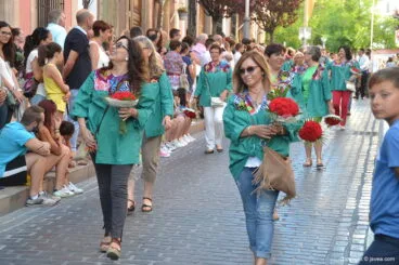 Una de las asociaciones participantes en la ofrenda floral