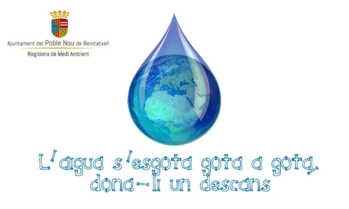 Plakat der Kampagne "aigua" sesgota "