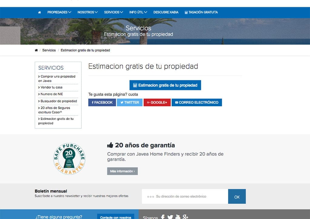 Estimación propiedad Javea Home Finders