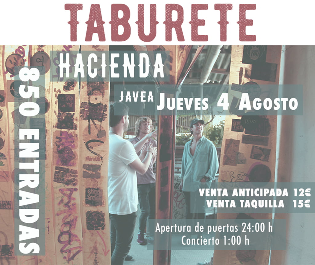 Cartel concierto Taburete en Xàbia
