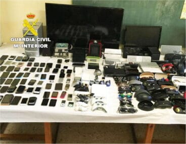 Material incautado a los ladrones