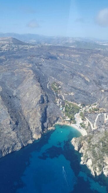 magen aérea de la zona afectada por el incendio