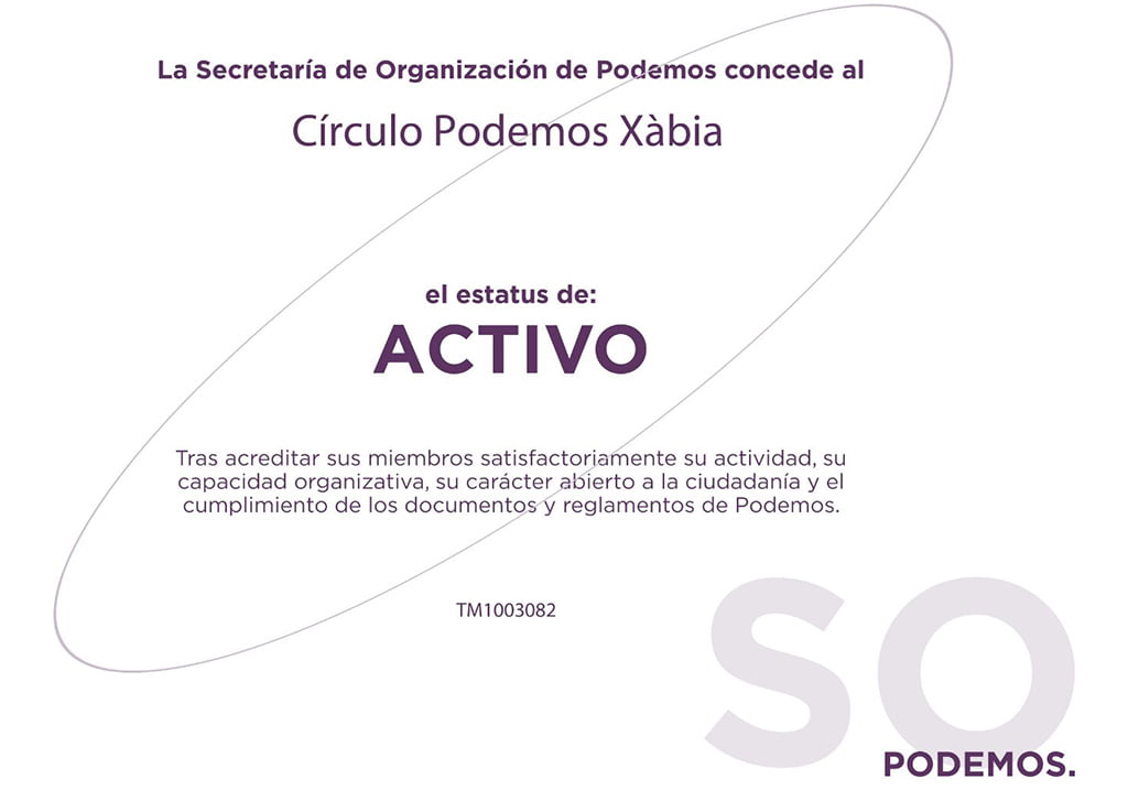 Certificado Círculo Podemos