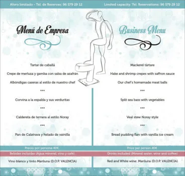Menú empresa Restaurante Noray