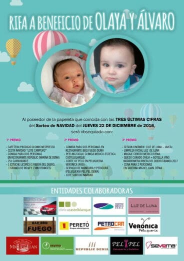 Rifa benéfica para Olaya y Álvaro