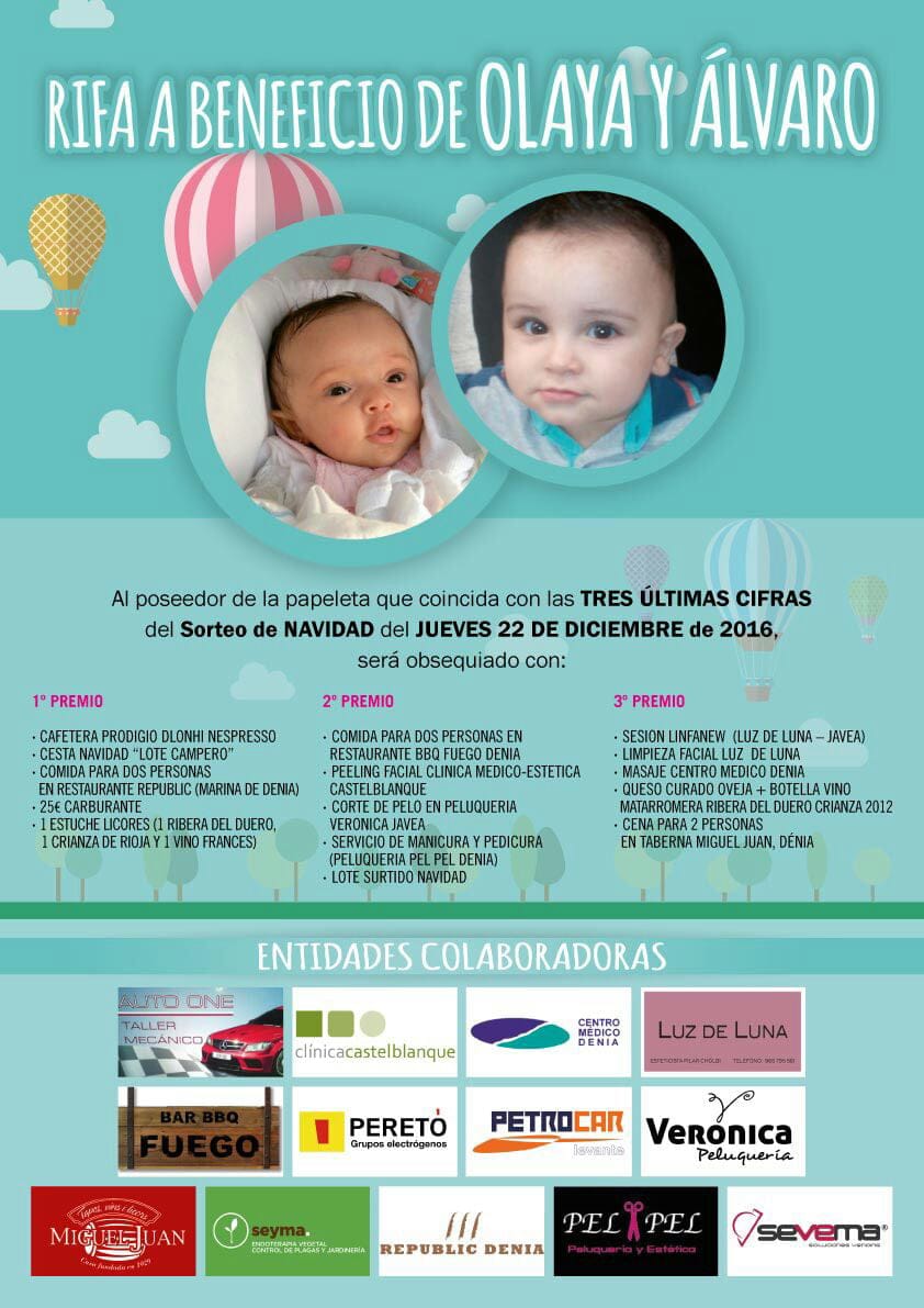 Rifa benéfica para Olaya y Álvaro