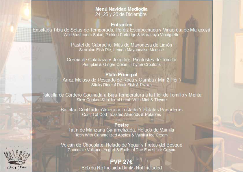 Menú de Navidad Casa Grau