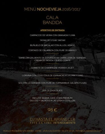 Menú de Nochevieja en Cala Bandida