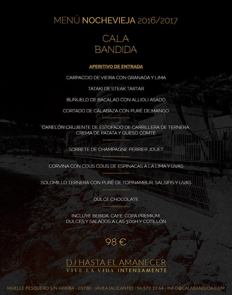 Menú de Nochevieja en Cala Bandida