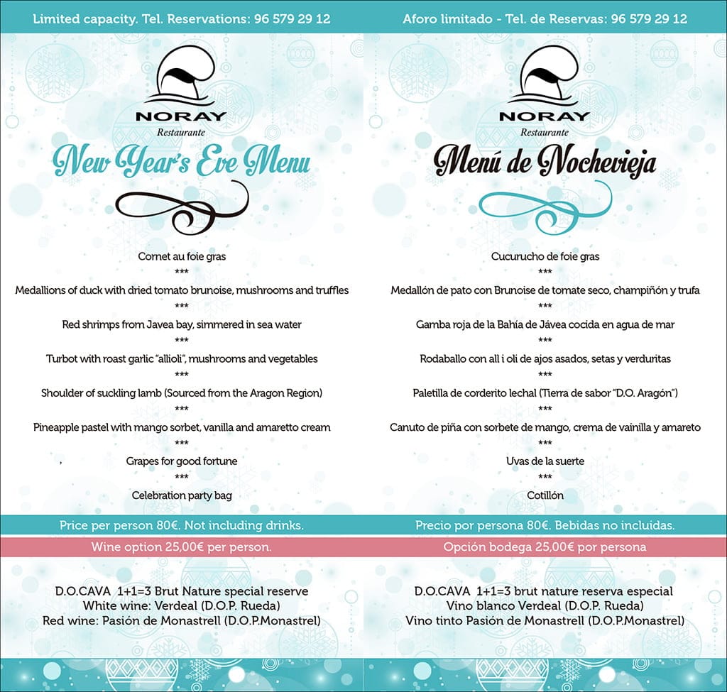 Menú de Nochevieja Restaurante Noray