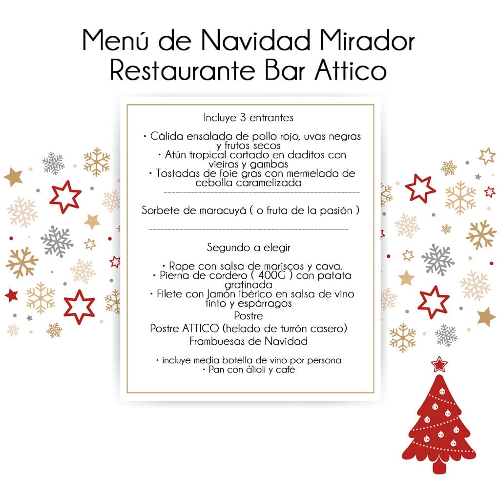 Mirador Restaurante Bar Attico Menu de Navidad
