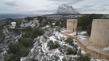 Vista aérea Xàbia con nieve