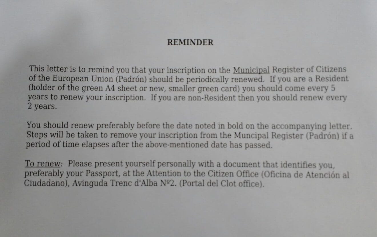 Notificación para el extranjero comunitario