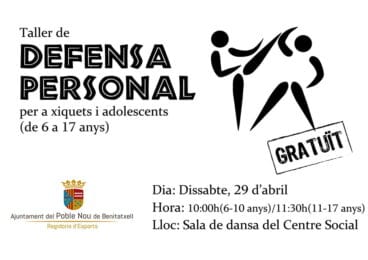 Cartel del taller defensa personal Benitatxell