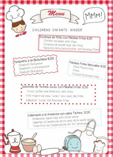 Menu Infantil Restaurante La Perla