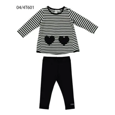 Conjunto rayas corazón crema granate Pequemimos