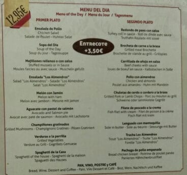 Menú Restaurante Los Almendros del Montgó