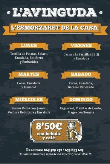 Almuerzos Bar L’Avinguda