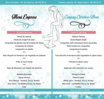 Menú de empresa 2017 Restaurante Noray