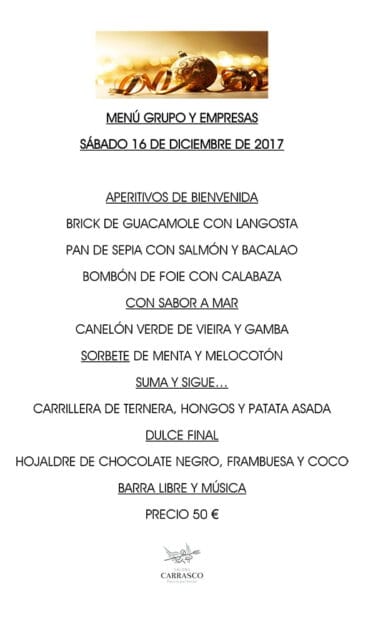 Menú de empresas 2017 Salones el Carrasco