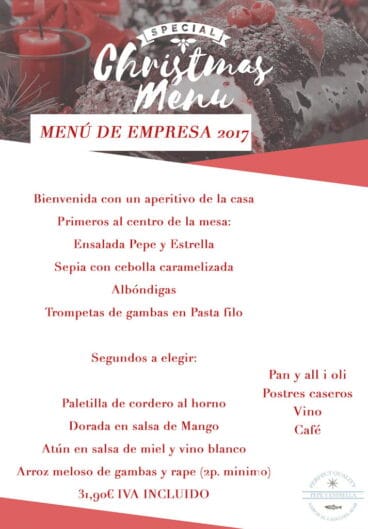 Menu de empresas y grupos Pepe y Estrella 2017