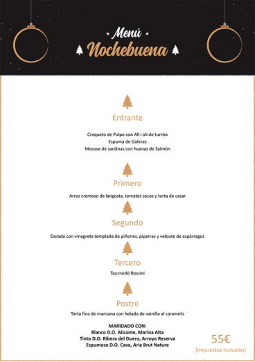 Menú de nochebuena Paradores Jávea