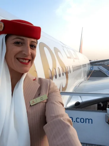 En el avión de Emirates tras un largo vuelo Australia