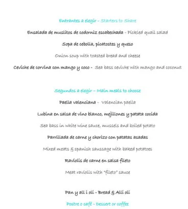 Menú del día SEMANA 2 Restaurante Noray