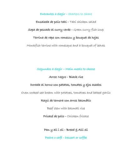 Menú de día SEMANA 3 Restaurante Noray