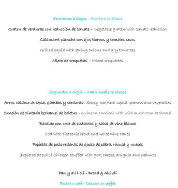 Menú del día SEMANA 4 Restaurante Noray